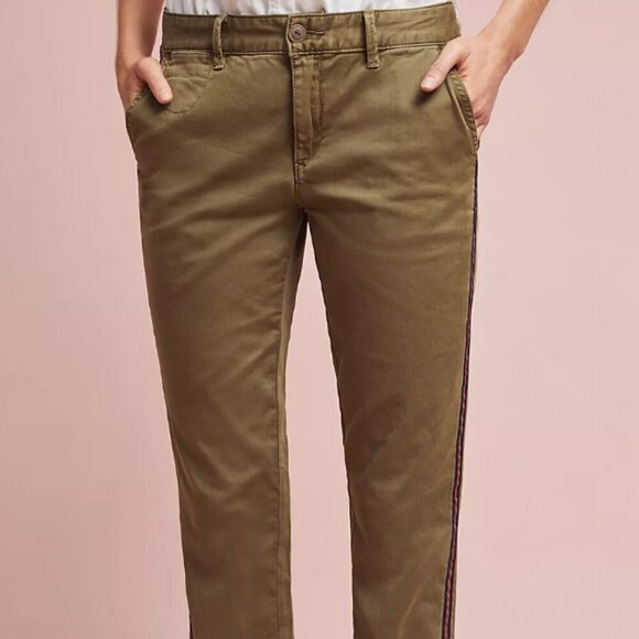 Anthropologie Pants - Chino by Anthropologie Robin Stripe Ankle Pants Olive Green Size 29